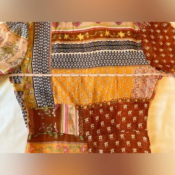 RAGA Anthropologie Maxi Length Duster Button Top Size XS NWT Orange Multi Print - Picture 5 of 7